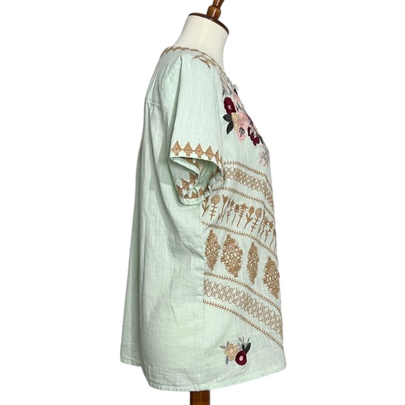 Tolani Collection Short Sleeve Embroidered Top 100% Cotton Boho Size Medium - Picture 5 of 9